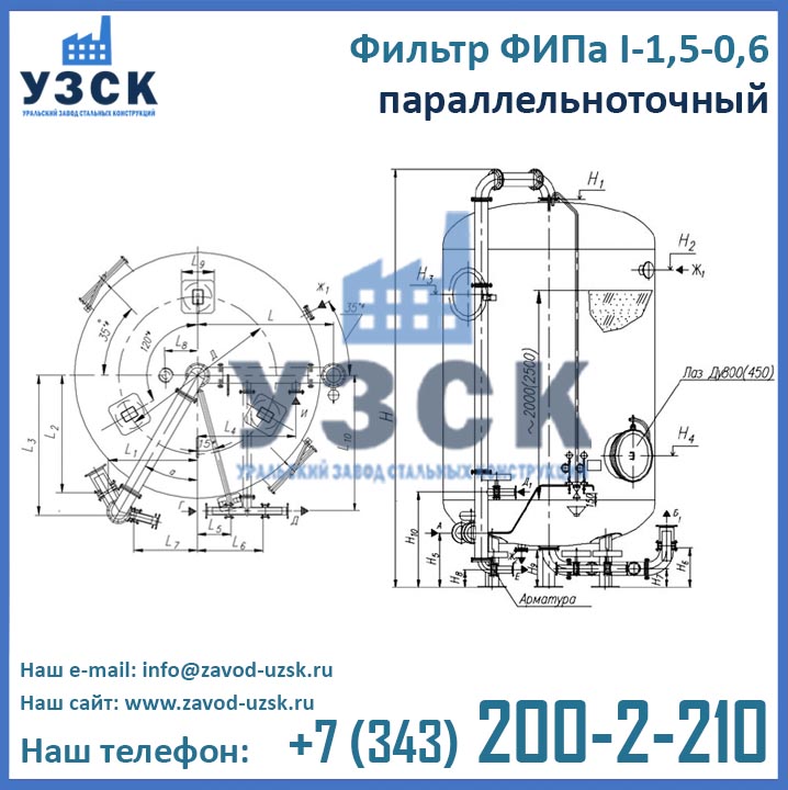 Фильтры ФИПа I-1,5-0,6, чертеж фильтра ФИПа1-1,5-0,6